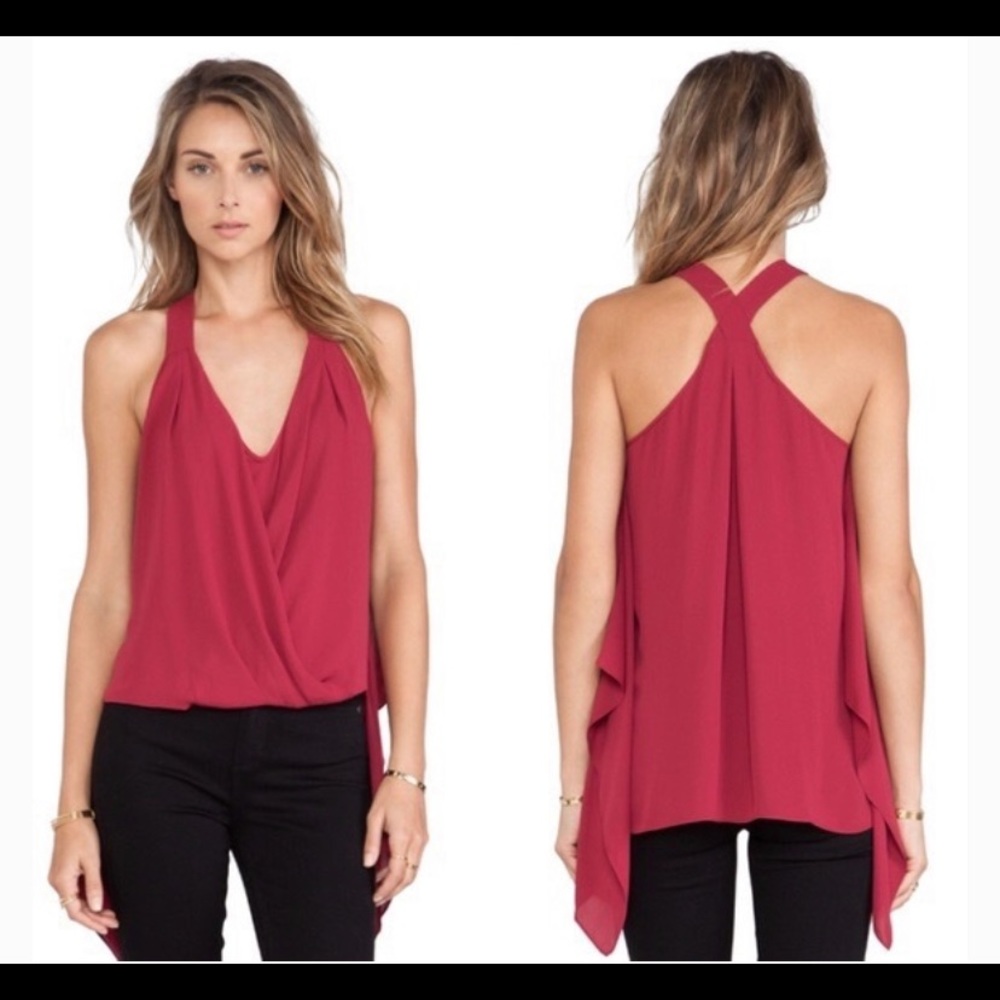 BCBGMAXARIA Solange Drape Red Blouse